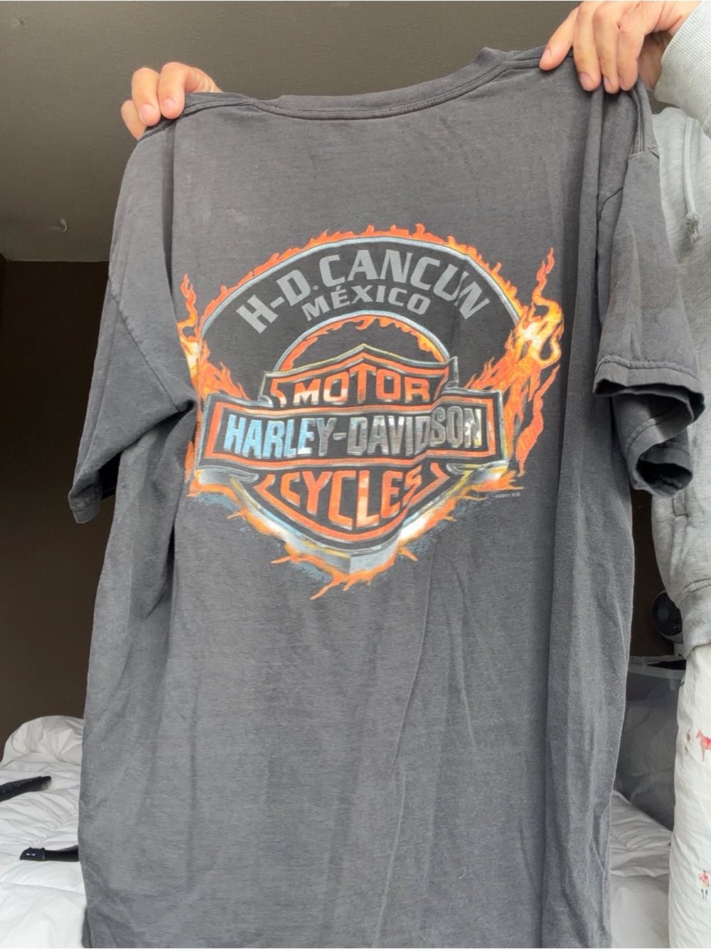 Harley-Davidson Black Tee with Red-Orange Flame Logo 2011